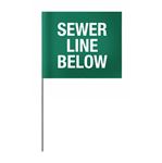 Printed Stock Flags - Sewer Line Below - Green 4 x 5
