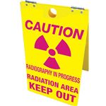 Caution Radiography In Progress Keep Out 12" x 20" Floor Stand Sign