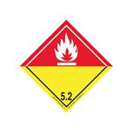 GHS Class 5.2 Red/Yellow White Flame Label 2"