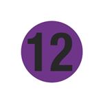 Number Printed Stock Hot Labels - #12 - Purple