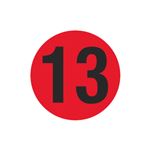 Number Printed Stock Hot Labels - #13 - Red