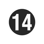 Number Printed Stock Hot Labels - #14 - Black