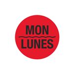 Daily Printed Stock Hot Labels - Mon/Lunes - Red