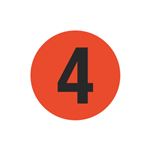 Number Printed Stock Hot Labels - #4 - Orange