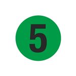 Number Printed Stock Hot Labels - #5 - Green