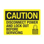 Disconnect Power and Lock Out Before Servicing - Decal