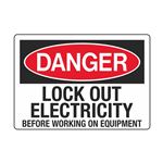 Lock Out Electricity Before Working On Equipment - Decal