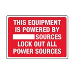 Equip. Powered By_Sources Lock Out All Power Sources - Decal