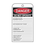 Self-Laminating Tags - Danger Do Not Operate