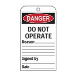 Self-Laminating Tags - Do Not Operate Reason