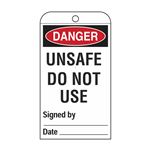 Self-Laminating Tags - Unsafe Do Not Use 3 1/8 x 5 5/8