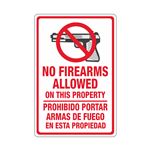 No Firearms Allowed On This Property (Bilingual) Sign