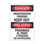 Danger Unauthorized Persons Keep Out (Bilingual) 12" x 18" Sign
