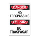 Danger No Trespassing (Bilingual) Sign
