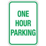 One Hour Parking Sign 12x18