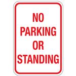 No Parking Or Standing Sign 12x18