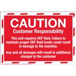 Service Decals - Caution Customer Responsibility - PK/50