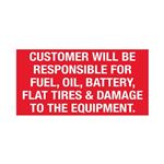 Customer Will Be Responsible For - Service Decal