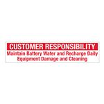 Customer Responsibility Maintain Battery Water - Service Decal