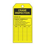 Crane Inspection -Yellow Rigid Vinyl Tag - 3 1/8 x 5 5/8