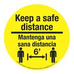 Anti-Slip Floor Decal - Keep a Safe Distance/Bilingual