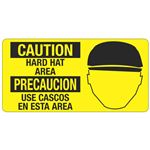 Caution Hard Hat Area - Bilingual - 4 x 8