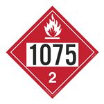 UN#1075 Flammable Gas Stock Numbered Placard