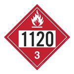 UN#1120 Flammable Liquid Stock Numbered Placard