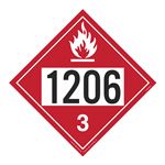 UN#1206 Flammable Liquid Stock Numbered Placard