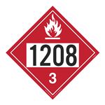 UN#1208 Flammable Liquid Stock Numbered Placard