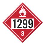 UN#1299 Flammable Stock Numbered Placard