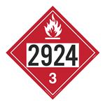 UN#2924 Flammable Stock Numbered Placard