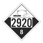 UN#2920 Corrosive Numbered Placard
