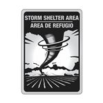 Storm Shelter Bilingual Area Sign Aluminum Reflective 10"x14"