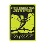 Storm Shelter Area Bilingual Sign Luminescent Aluminum 10"x14"