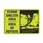 Storm Shelter Area Bilingual Sign Luminescent Aluminum 7"x10"