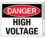 Danger High Voltage Two-Sided Flanged Sign 10"x12"