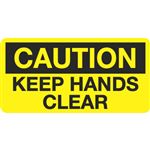 Caution Keep Hands Clear - 1 1/2 x 3