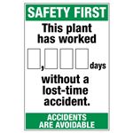 Safety First This Plant - Dry Erase Scoreboard 24 x 36