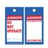 Danger - Do Not Operate/Do Not Remove This Tag 3 1/8 x 6 1/4