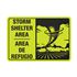 Luminescent Aluminum Bilingual Storm Shelter Area Sign 7x10